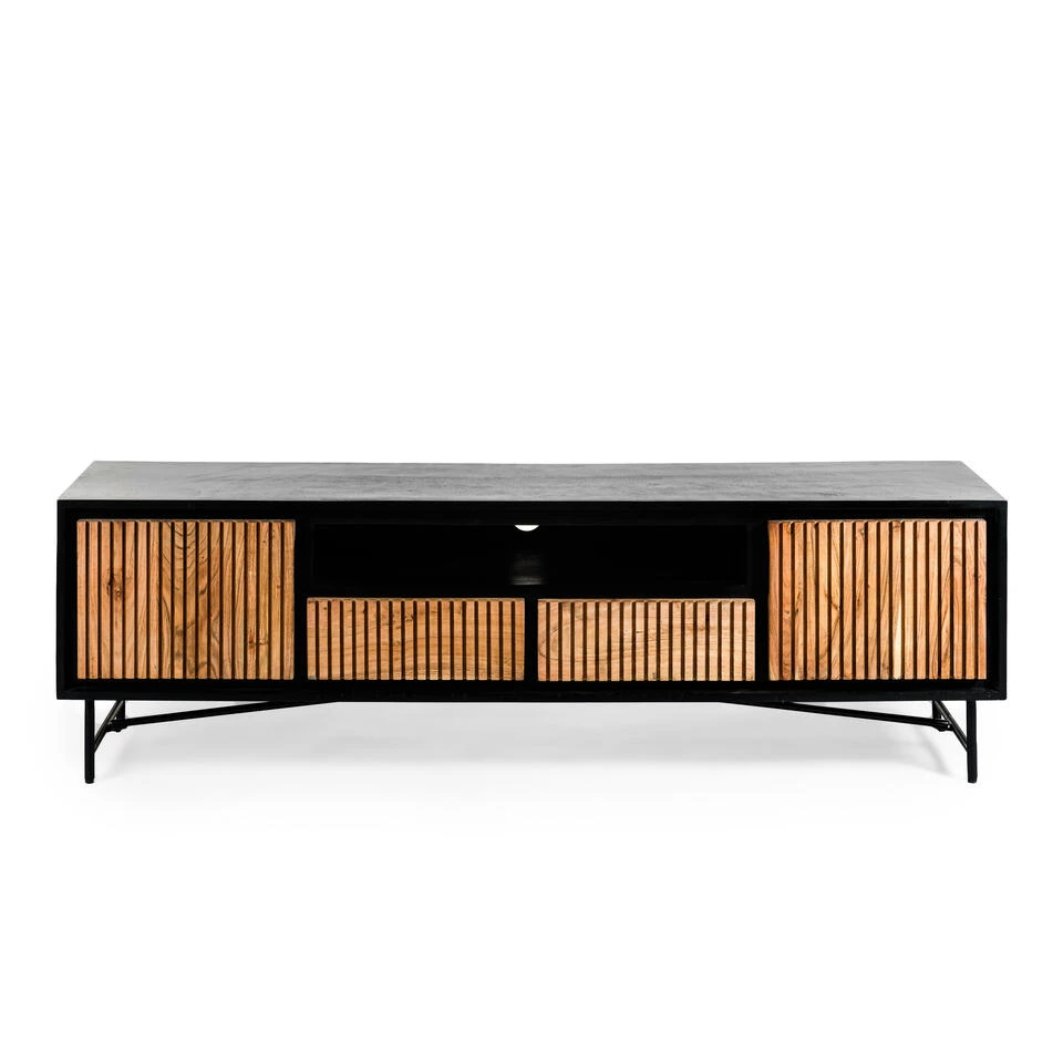 Giga Meubel Tv-Meubel Acaciahout - 40x180x50cm - Naturel/Zwart - Kast Patrick