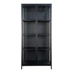 Giga Meubel Vitrinekast Metaal Zwart - 35x80x175cm - Kast Brisbane
