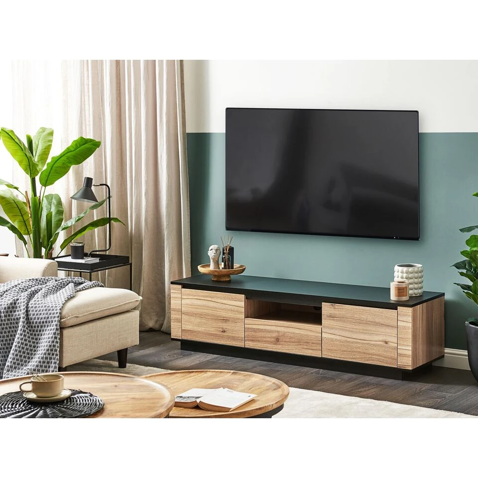 Beliani TV-kast BILLINGS - Lichte Houtkleur Vezelplaat - Afbeelding 2