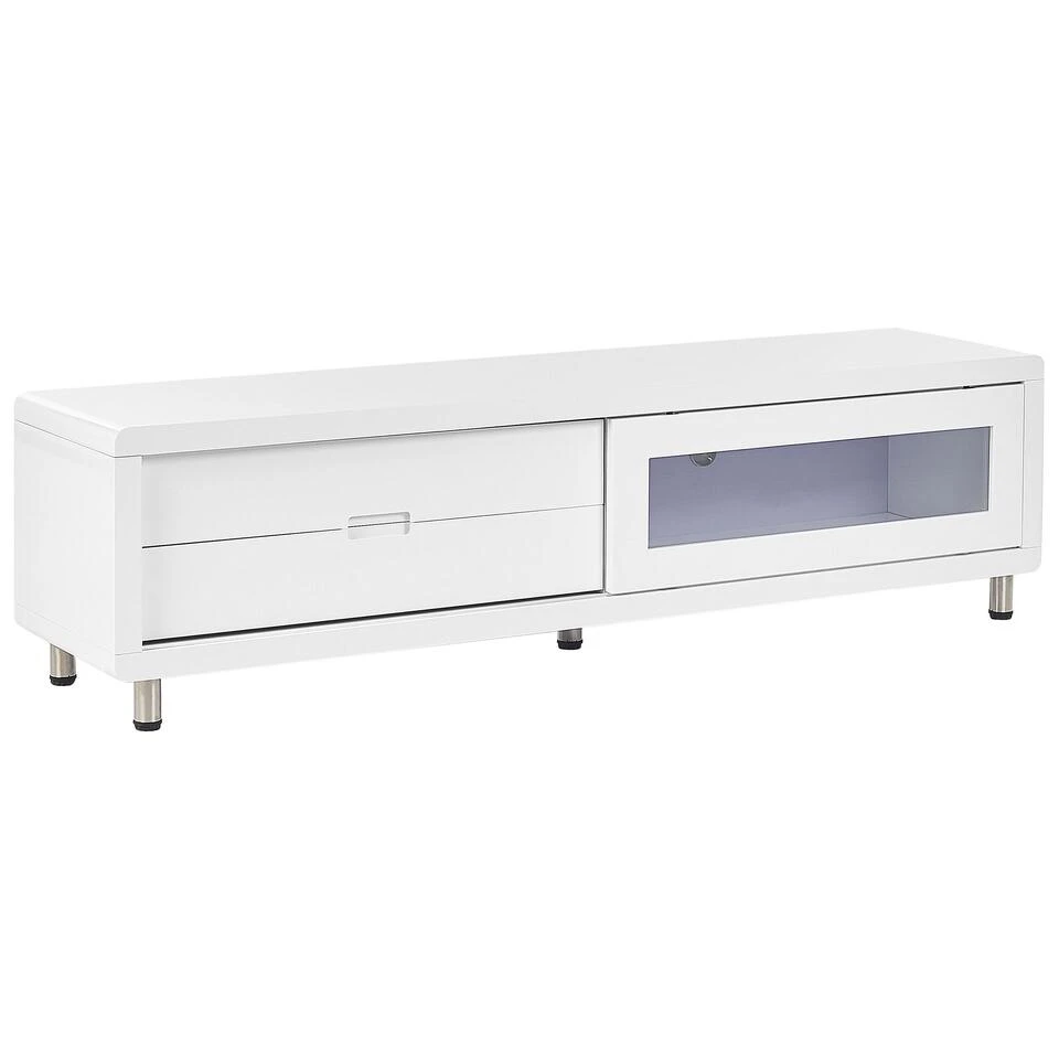 Beliani TV-kast PEMBORKE - Wit Mdf, Glas