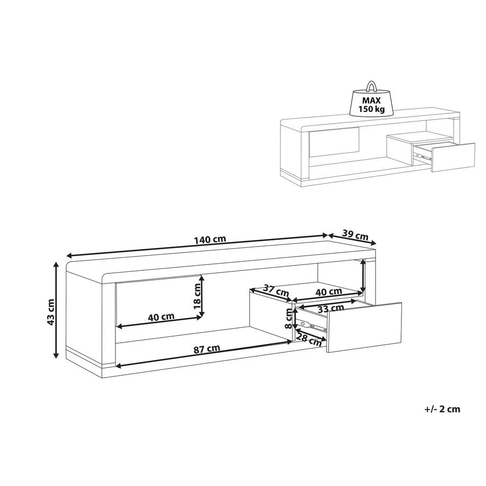 Beliani TV-kast SPOKAN - Wit Mdf - Afbeelding 3