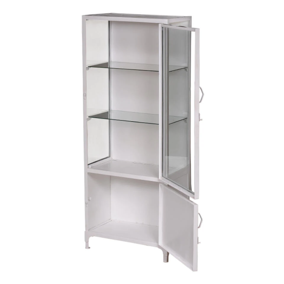 Giga Meubel Vitrinekast Metaal Wit - 75x42x190cm - Kast Vintage Lab - Afbeelding 4