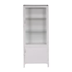 Giga Meubel Vitrinekast Metaal Wit - 75x42x190cm - Kast Vintage Lab