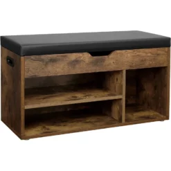 ACAZA Schoenenrek Met Zitbank En Opbergruimte, Schoenenbank Met Kussen - Bruin