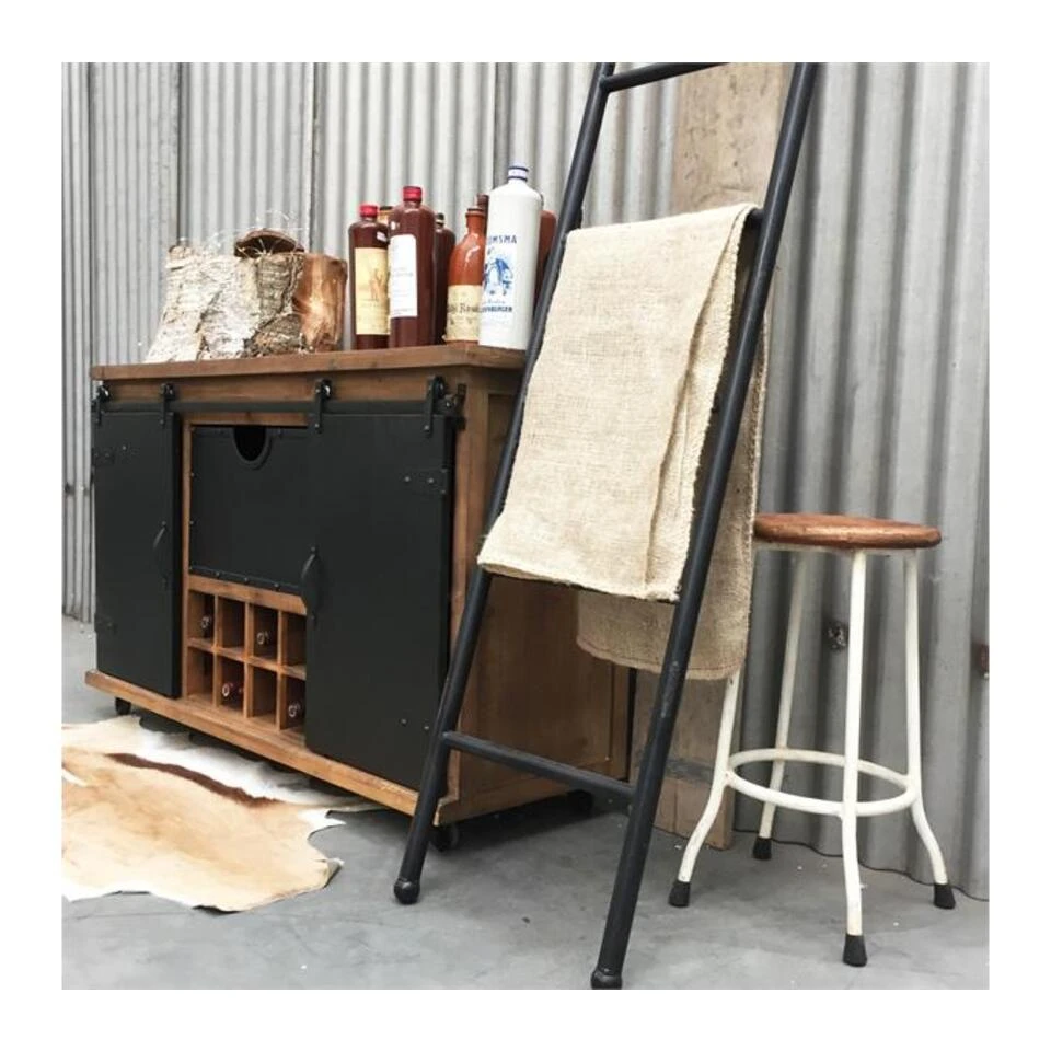 Rootsmann Dressoir Met Schuifdeur En Wijnrek - Bruin - Hout - Afbeelding 3