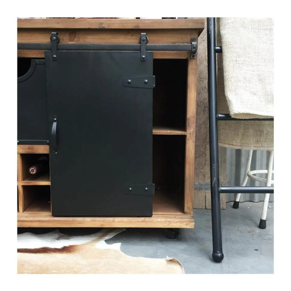 Rootsmann Dressoir Met Schuifdeur En Wijnrek - Bruin - Hout - Afbeelding 4