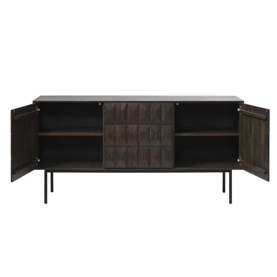 Giga Meubel Dressoir Donkerbruin - 45x160x79cm - Eikenhout - Dressoir Latina - Afbeelding 4