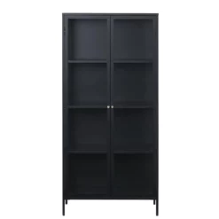Giga Meubel Vitrinekast Zwart - 40x90x190cm - Metaal - Kast Carmel