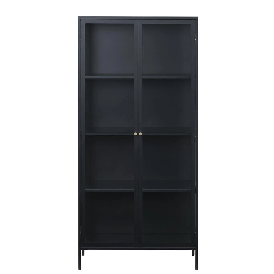 Giga Meubel Vitrinekast Zwart - 40x90x190cm - Metaal - Kast Carmel