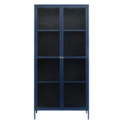 Giga Meubel Vitrinekast Blauw - 40x90x190cm - Metaal - Kast Bronco