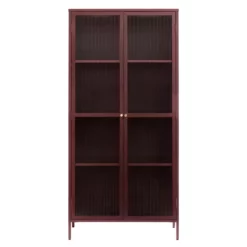 Giga Meubel Vitrinekast Rood - 40x90x190cm - Metaal - Kast Bronco