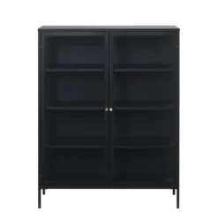 Giga Meubel Vitrinekast Zwart - 40x110x140cm - Metaal - Kast Carmel