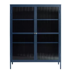 Giga Meubel Vitrinekast Blauw - 40x110,9x140cm - Metaal - Kast Bronco