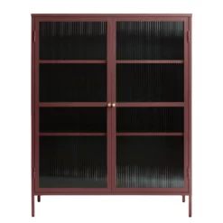 Giga Meubel Vitrinekast Rood - 40x110,9x140cm - Metaal - Kast Bronco