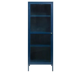 Giga Meubel Vitrinekast Blauw - 40x58x160cm - Metaal - Kast Bronco