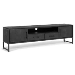 Liam TV-Meubel 180 Zwart - Mango Hout 180x50x40 Cm