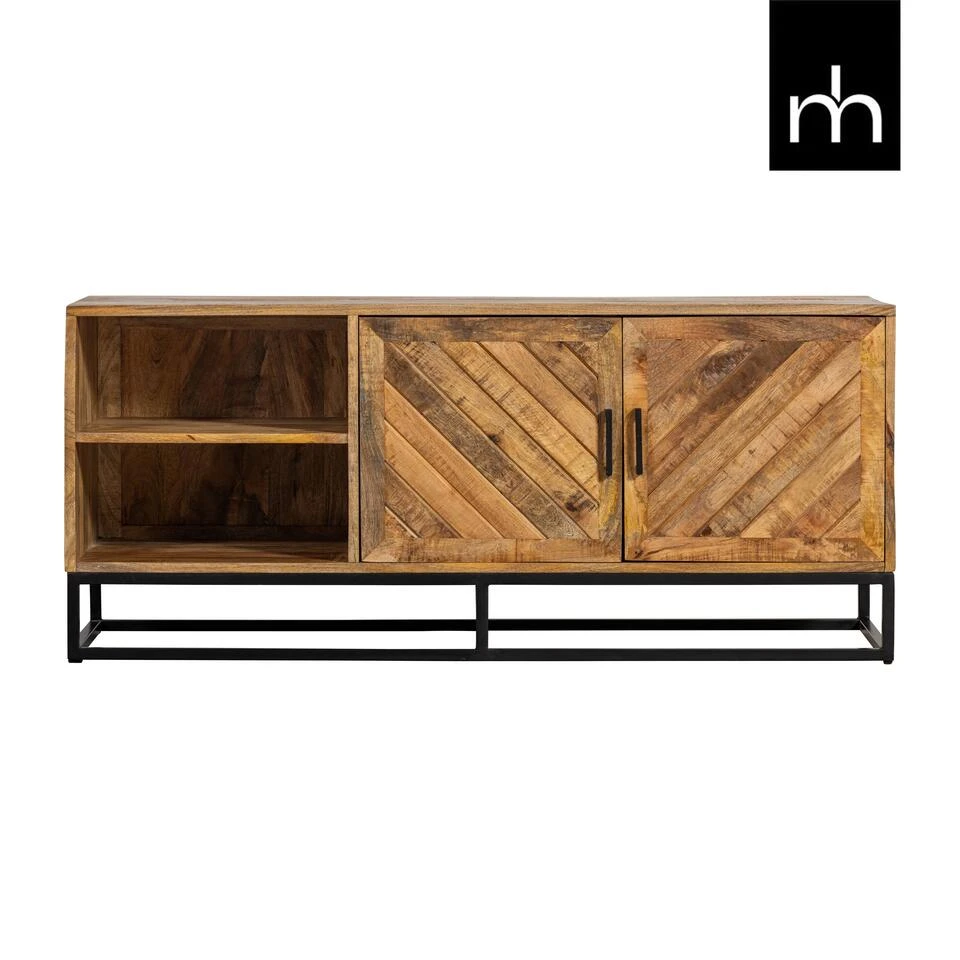 TV Meubel Reno 140cm - Mangohout - Bruin - Rechthoekig - Afbeelding 3