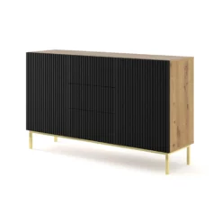 Dressoir Ravenna B Foil MDF 89x150x42 Zwart/Beige/Goud