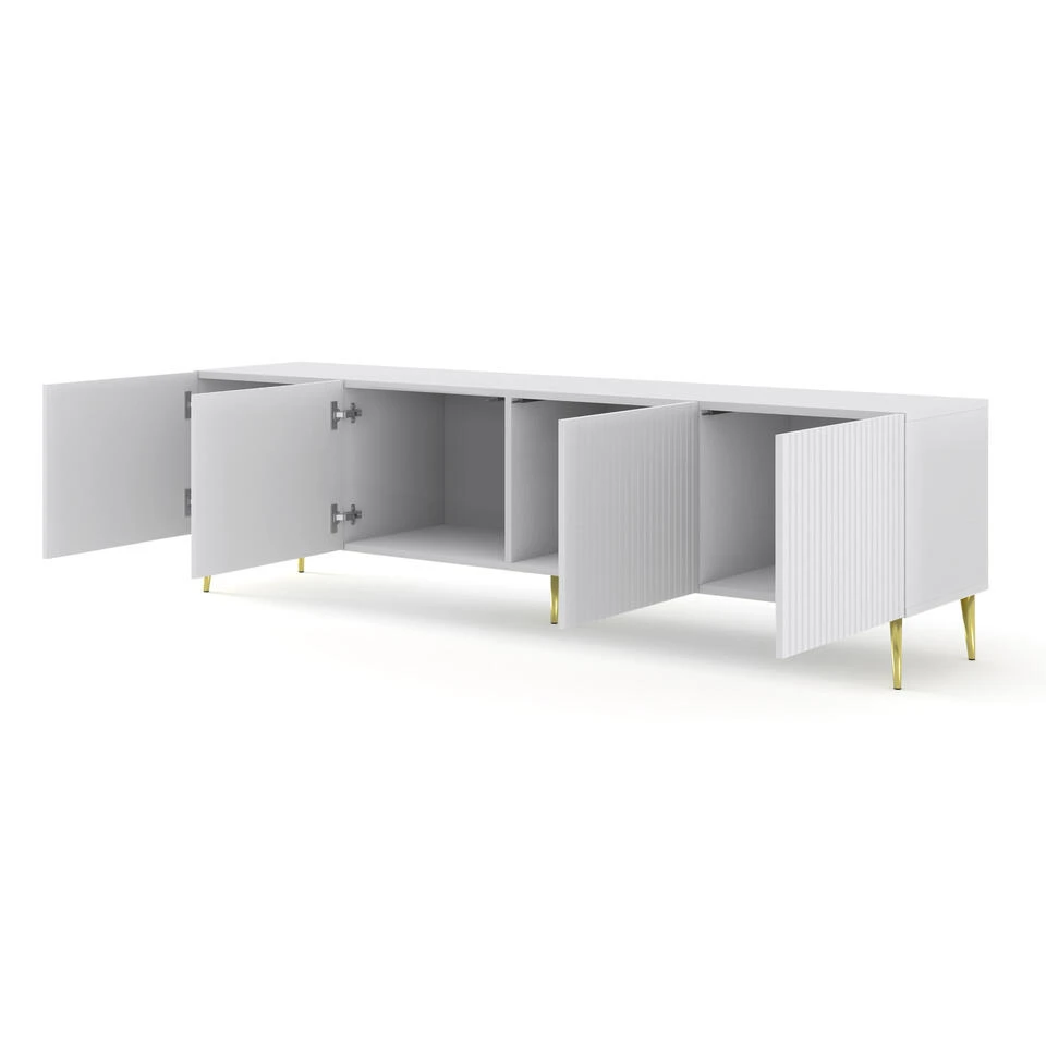 TV Meubel Ravenna B Foil MDF 56x200x42 Wit/Goud - Afbeelding 2