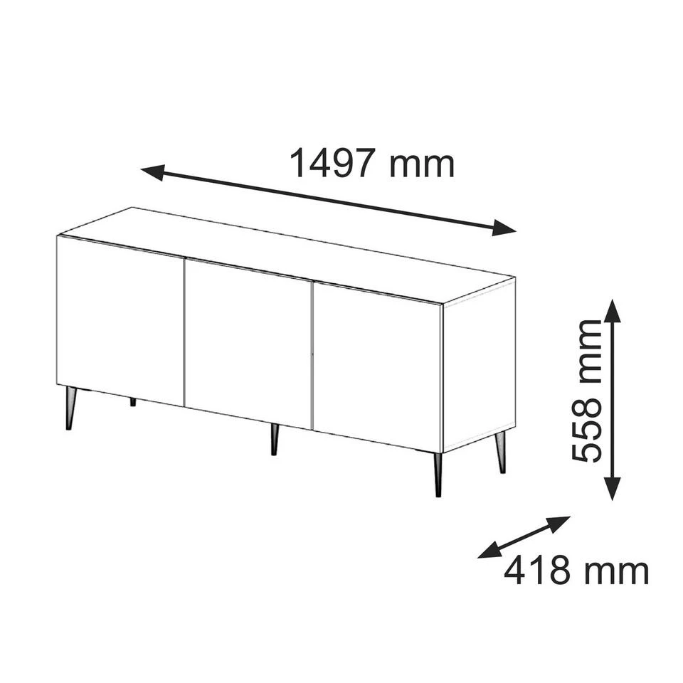 TV Meubel Ravenna C Diamond 56x150x42 Zwart/Goud - Afbeelding 3