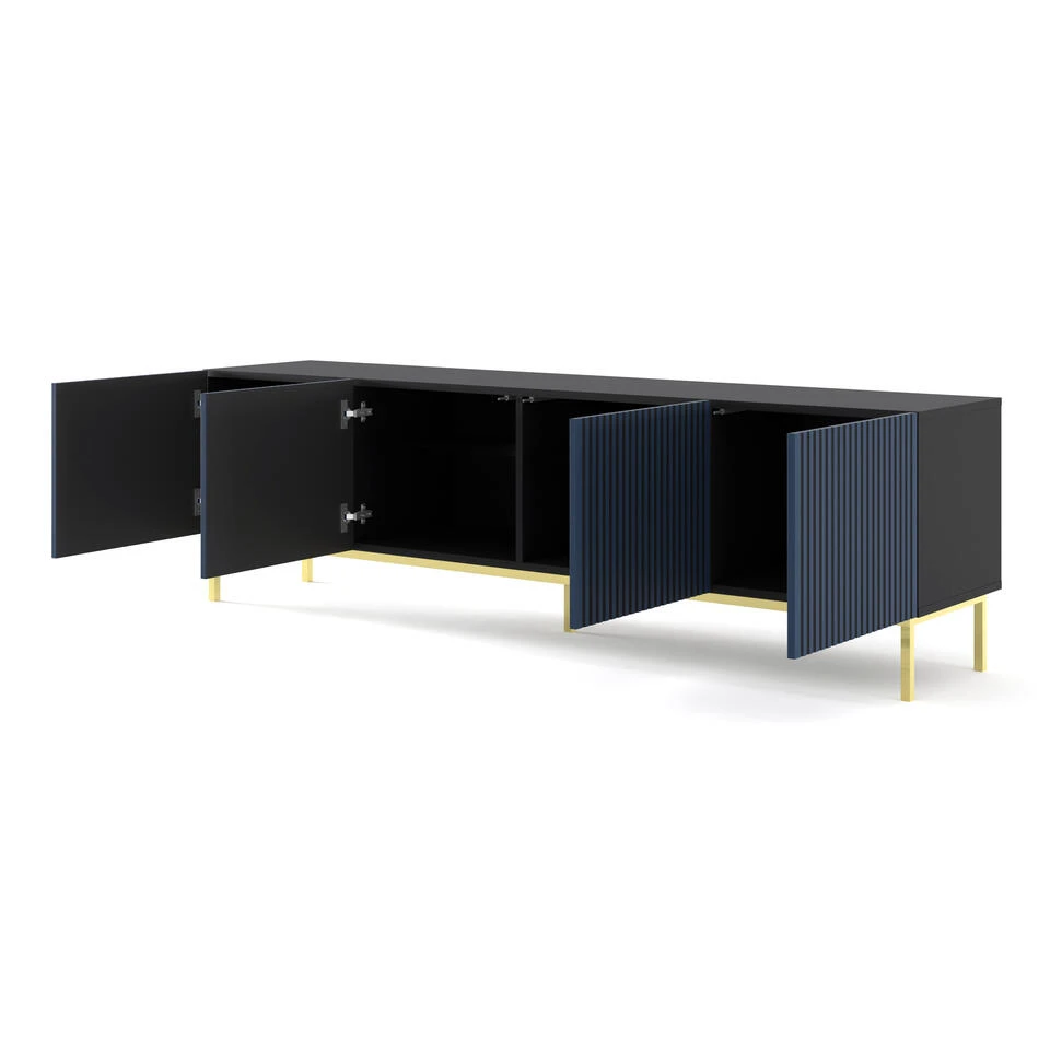 TV Meubel Ravenna F Painted MDF 58x200x42 Blauw/Goud - Afbeelding 2