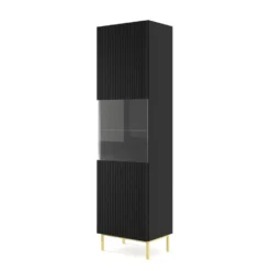 Vitrinekast Ravenna B Foil MDF 217x60x42 Zwart/Goud