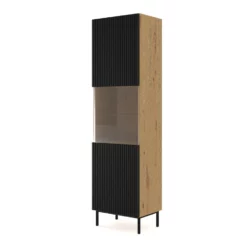 Vitrinekast Ravenna B Foil MDF 217x60x42 Zwart/Beige