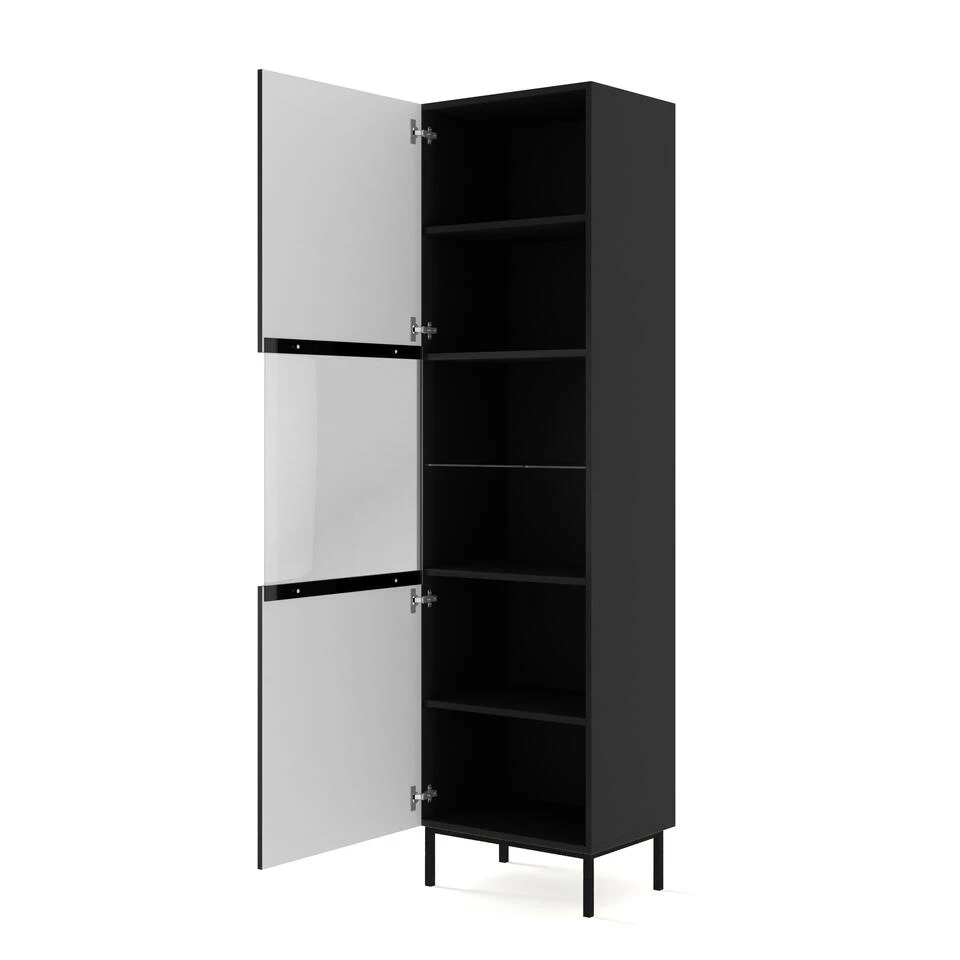 Vitrinekast Ravenna B Foil MDF 217x60x42 Zwart - Afbeelding 2