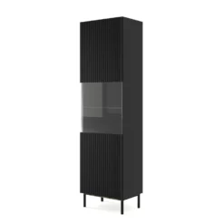Vitrinekast Ravenna B Foil MDF 217x60x42 Zwart