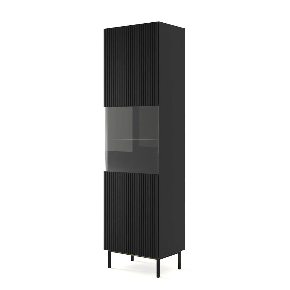 Vitrinekast Ravenna B Foil MDF 217x60x42 Zwart