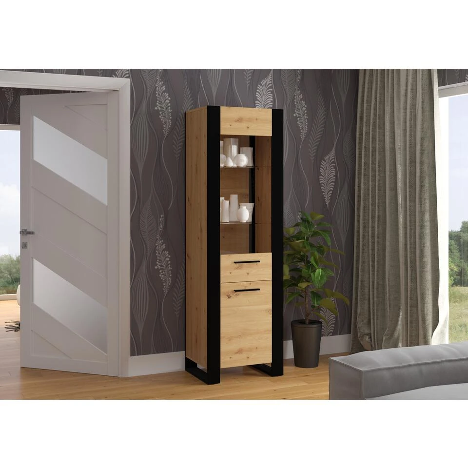 Vitrinekast Nuka 188x58x45 Beige - Afbeelding 3