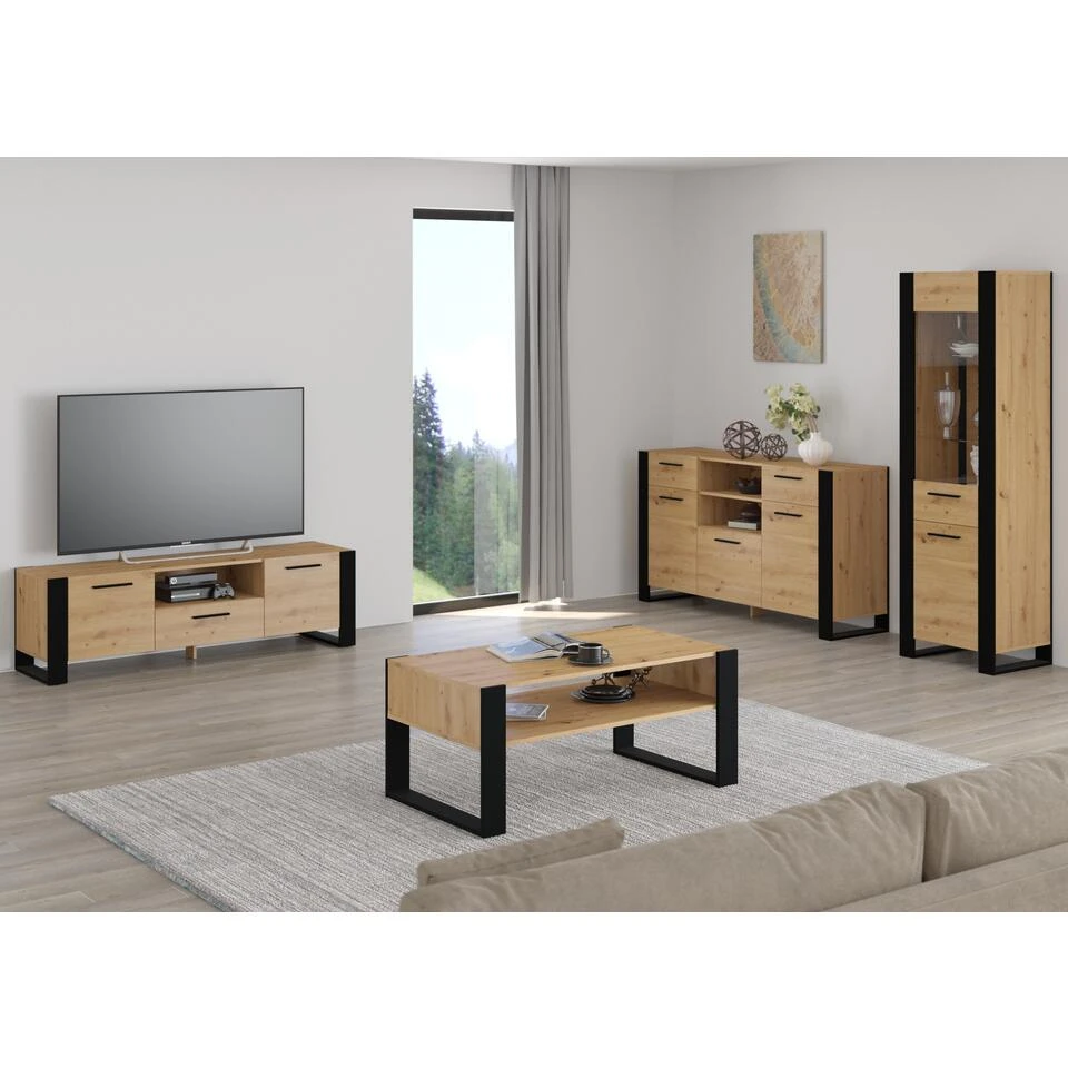 Vitrinekast Nuka 188x58x45 Beige - Afbeelding 4