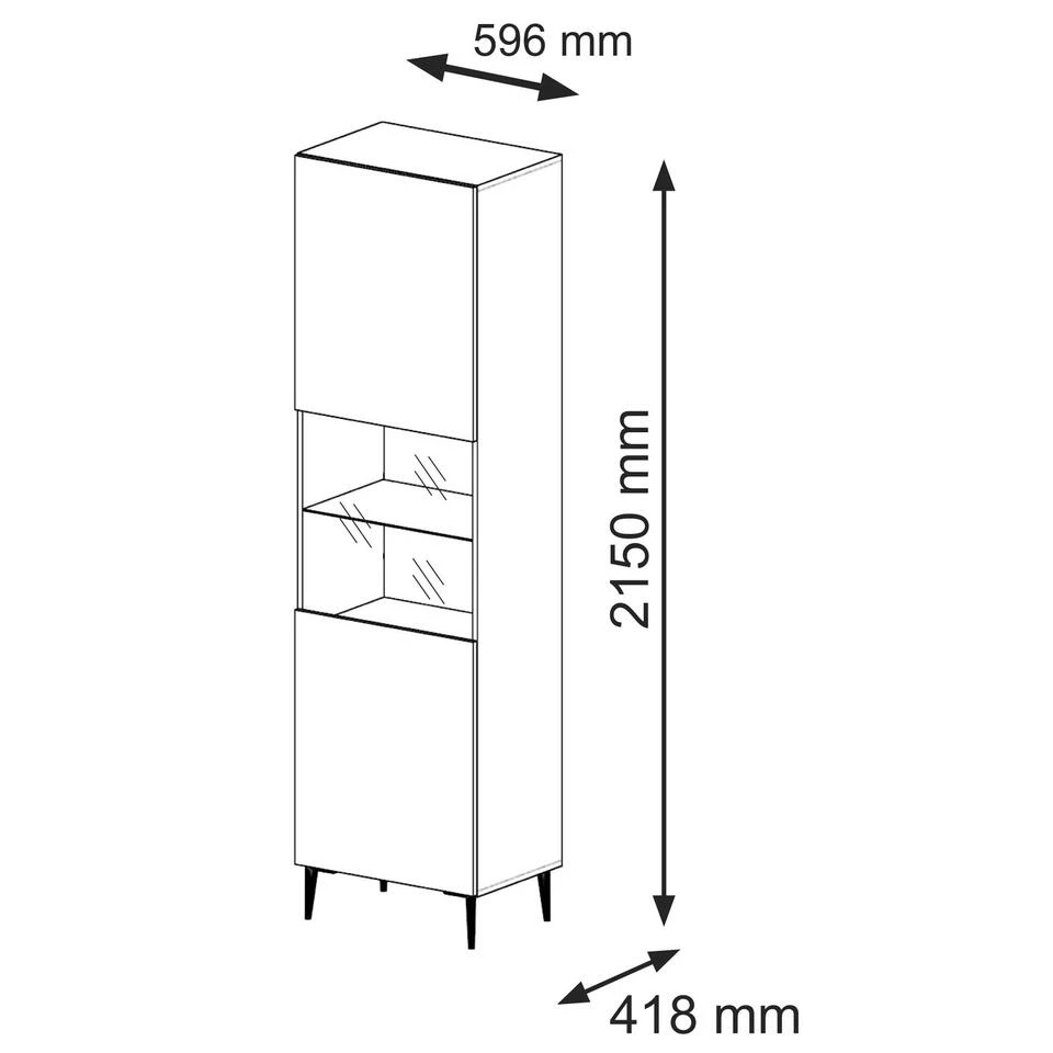 Vitrinekast Ravenna B Foil MDF 215x60x42 Zwart/Beige - Afbeelding 3