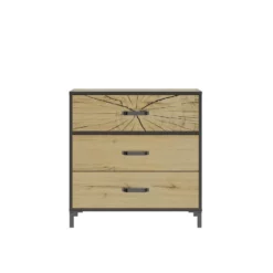 Diagone Ladekast Armor - 3 Laden - Zwart/eikenkleur