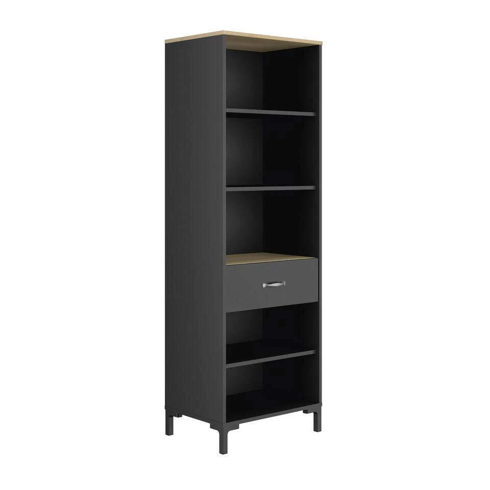 Diagone Bibliotheek Manchester - 55x36x166cm Zwart/Eikenkleur - Afbeelding 4