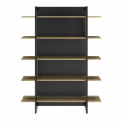 Diagone Bibliotheek Russel - 5 Planken - Zwart / Eikenkleur