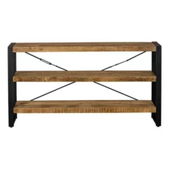 Boekenkast Minneapolis 120cm Laag - Mangohout - Bruin - Rechthoekig