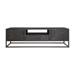 Furndea Scandi Tv Meubel Industrieel Visgraat Zwart - 45x180x50 Cm