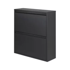 Pippen Industrieel Schoenenkast 2 Vakken Zwart Metaal - 22,5x75x77,5 Cm