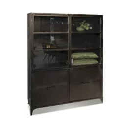 Cavetown Vitrinekast Industrieel Garcia Zwart - 45x140x185 Cm