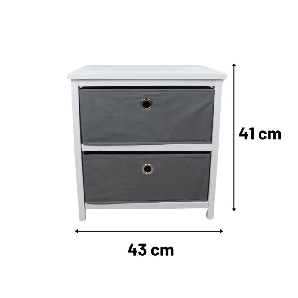 Orange85 Ladekast 2 Lades Lage Kast Opbergkast Speelgoed Nachtkastje Wit Grijs - Afbeelding 3
