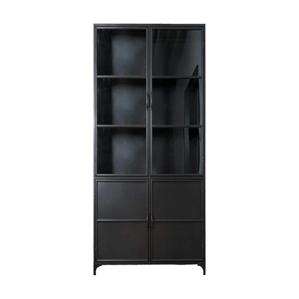 Romy Vitrinekast Industrieel Zwart 35x80x200 Cm - Afbeelding 2