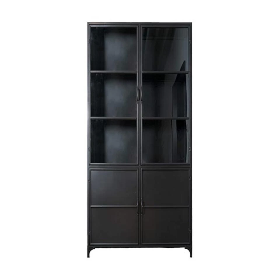Romy Vitrinekast Industrieel Zwart 35x80x200 Cm
