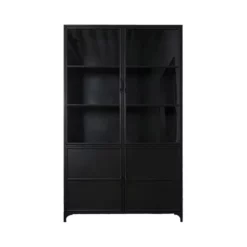 Romy Vitrinekast Industrieel Zwart - 35x120x200 Cm