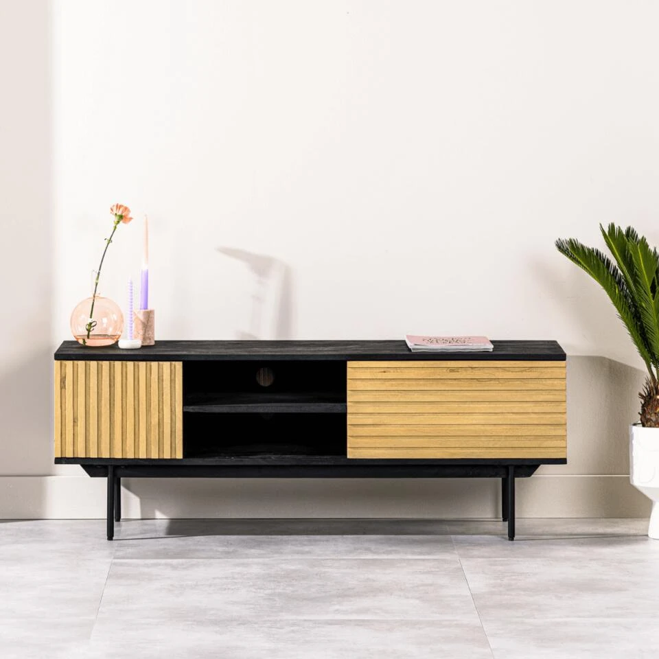 Kaplan Tv-meubel 140cm - Hout - Bruin - Afbeelding 2