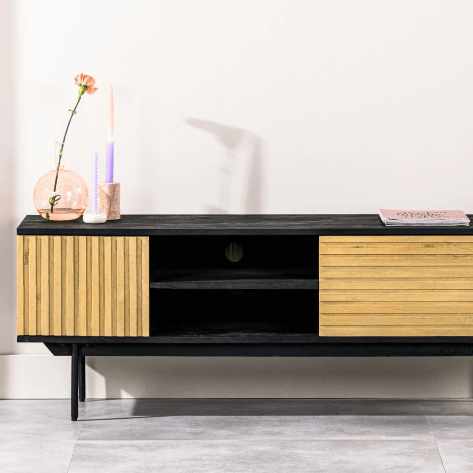 Kaplan Tv-meubel 140cm - Hout - Bruin - Afbeelding 3