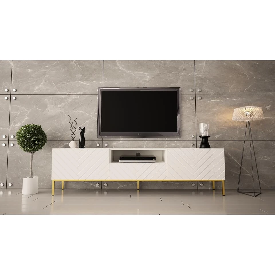 TV Meubel Gala 52x190x37 Wit - Afbeelding 3