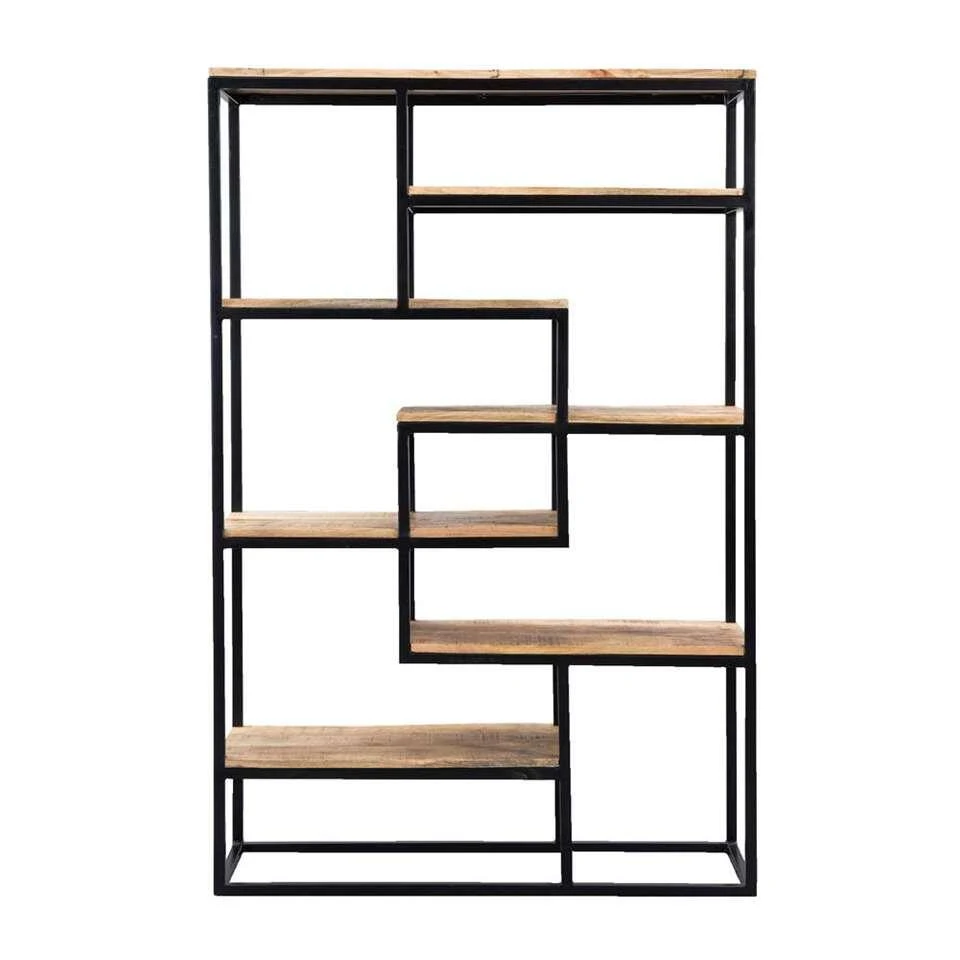 Wandmeubel Kyan - Zwart/naturel - 180x120x40 Cm