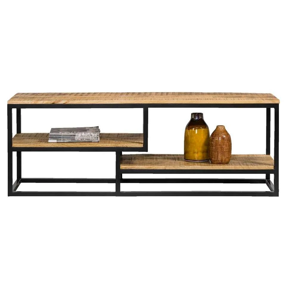 TV-dressoir Kyan - Zwart/naturel - 50x150x35 Cm - Afbeelding 2