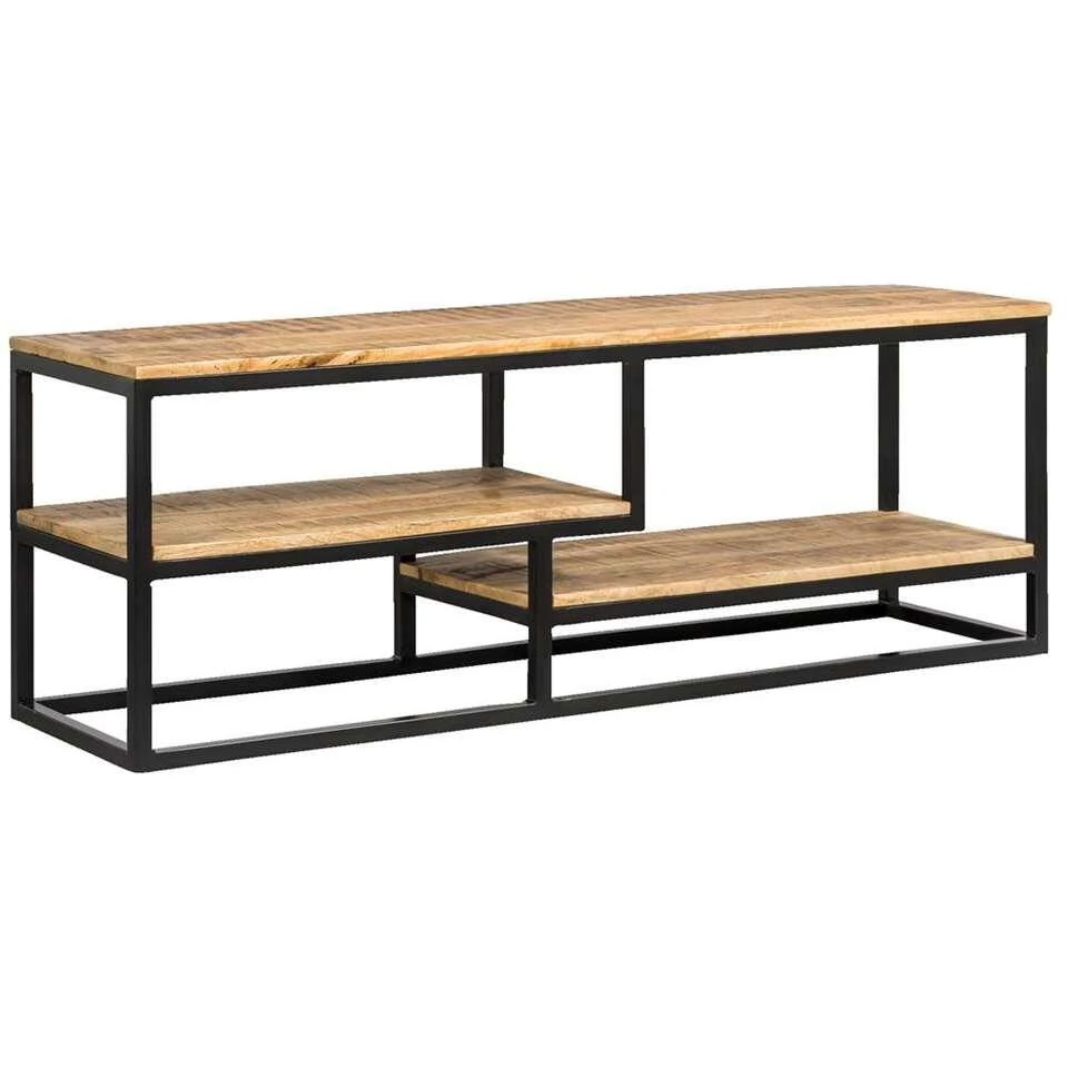 TV-dressoir Kyan - Zwart/naturel - 50x150x35 Cm - Afbeelding 3